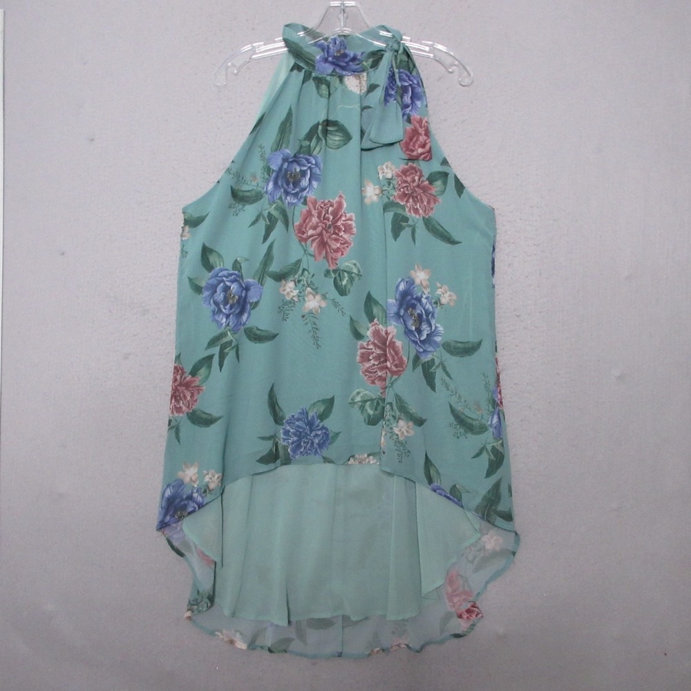 Sweet Pea Staci Frati Top XL Floral Fairy Coquette Y2K Vintage Hi Lo Tie Neck